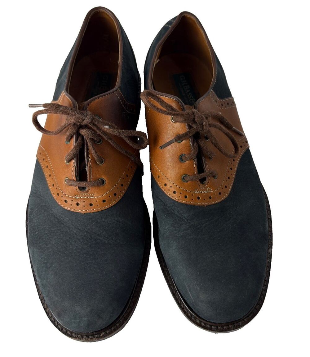 Vintage G.H. Bass Men’s 8.5 M Two Tone Leather Saddle Oxfords Made Italy
